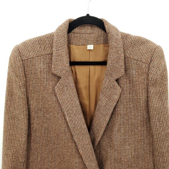 VTG Peabody House 100% Wool Tweed Long Line Blazers 10 Brown/Tan - Picture 5 of 16